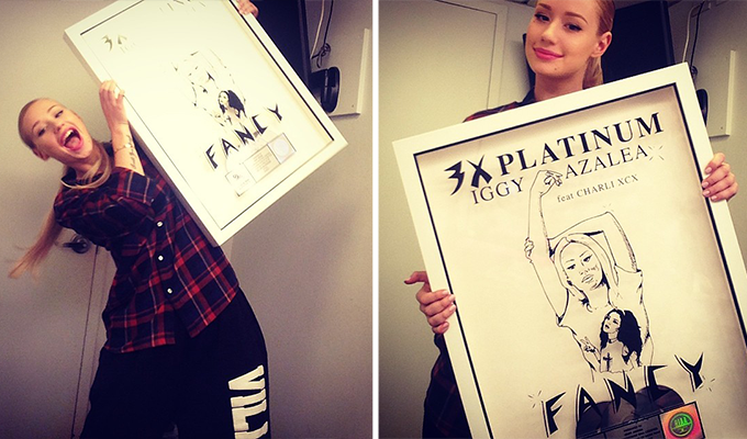 iggy-fancy-platina Iggy Azalea comemora disco de platina do hit "Fancy"