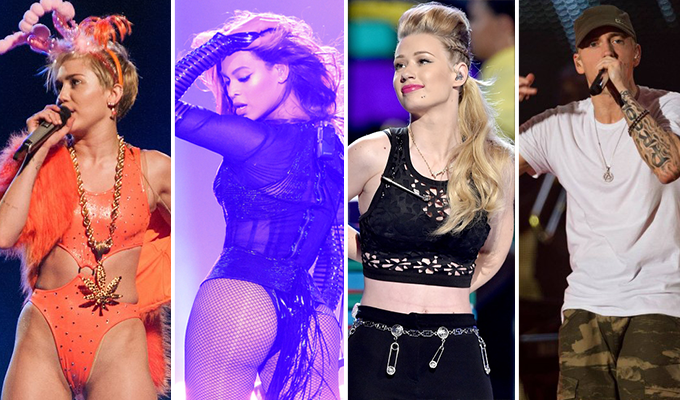 miley-bey-iggy-em Beyoncé, Miley Cyrus, Iggy Azalea e Eminem no EMA 2014?
