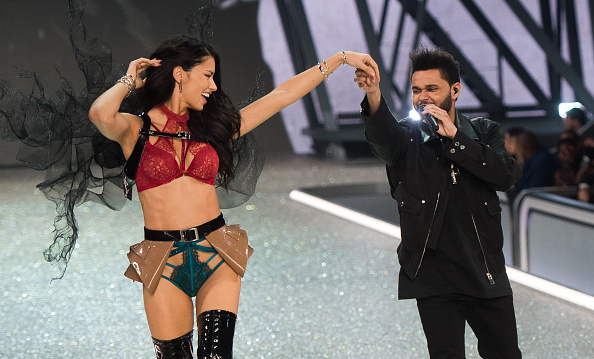 PARIS, FRANCE - NOVEMBER 30: Adriana Lima walks the runway as The Weeknd peforms during the annual Victoria's Secret fashion show at Grand Palais on November 30, 2016 in Paris, France. (Photo by Samir Hussein/Samir Hussein/WireImage)