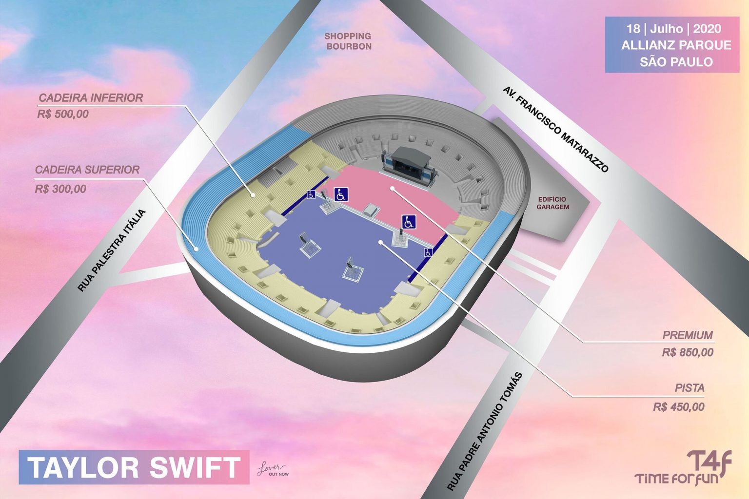 "Lover Fest Tour" Confira o mapa de lugares do show de Taylor Swift no