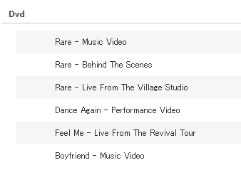 Vídeos presentes na nova versão física deluxe do "Rare", de Selena Gomez, para o Japão