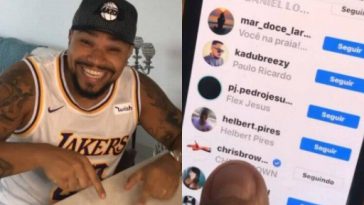Naldo mostra que Chris Brown curtiu uma postagem no seu Instagram, Foto: Instagram