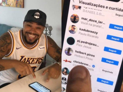 Naldo mostra que Chris Brown curtiu uma postagem no seu Instagram, Foto: Instagram