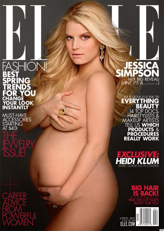 Jessica Simpson grávida na capa da ELLE