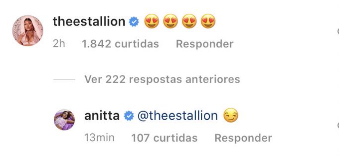 Anitta e Megan Thee Stallion estão flertando pelo Instagram?