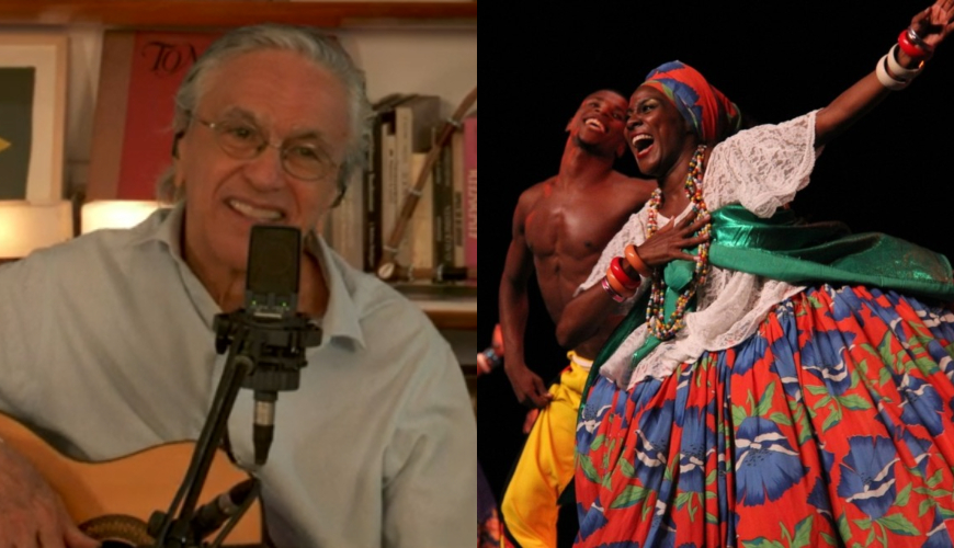 Caetano Veloso pede doações para o Balé Folclórico da Bahia em live de aniversário. Foto: Gshow/Divulgação