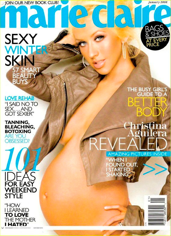 Christina Aguilera grávida na capa da Marie Claire