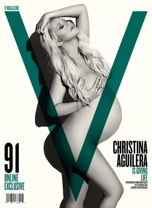 Christina Aguilera grávida na capa da V Magazine