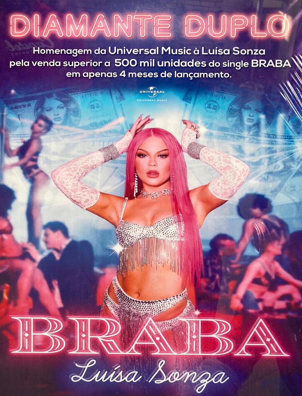 Luísa Sonza comemora certificado de diamante duplo por "BRABA"