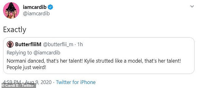 Cardi B defendeu a participação de Kylie Jenner no Twitter. Foto: Twitter@iamcardib
