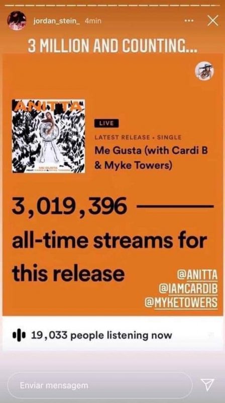 Anitta Me Gusta Spotify Global Cardi B Myke Towers