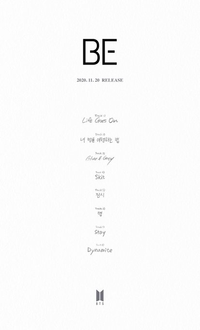 "BE": BTS revela tracklist do álbum novo