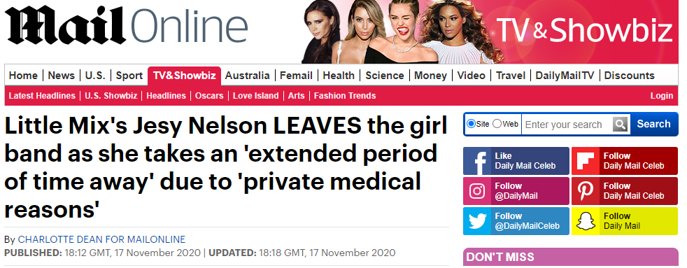 Little Mix: Jesy Nelson se afastará do grupo por tempo indeterminado