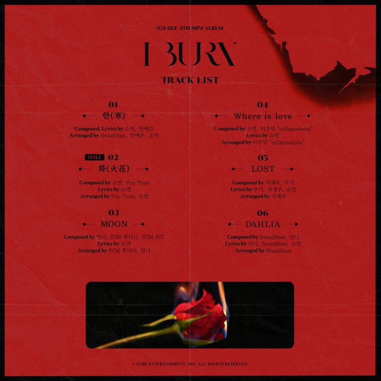 (G)I-DLE revela tracklist do "I Burn"