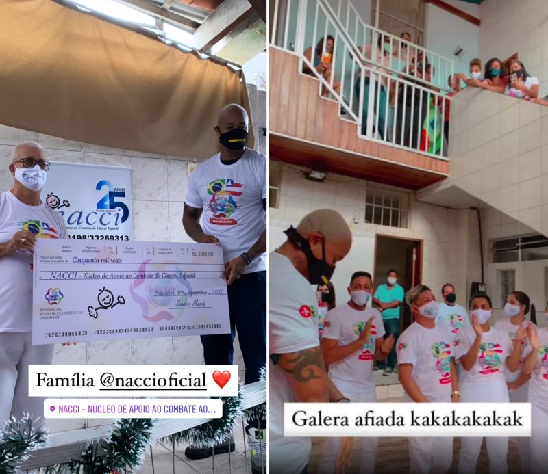 Léo Santana entrega cheque de R$ 500 mil para ajudar crianças com câncer