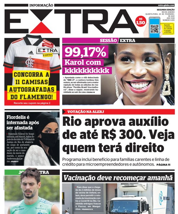 BBB 21: jornal carioca faz piada com Karol Conka