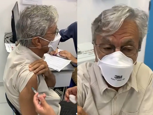 Caetano Veloso toma vacina contra Covid-19