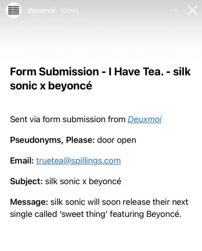 Silk Sonic Beyoncé Deuxmoi
