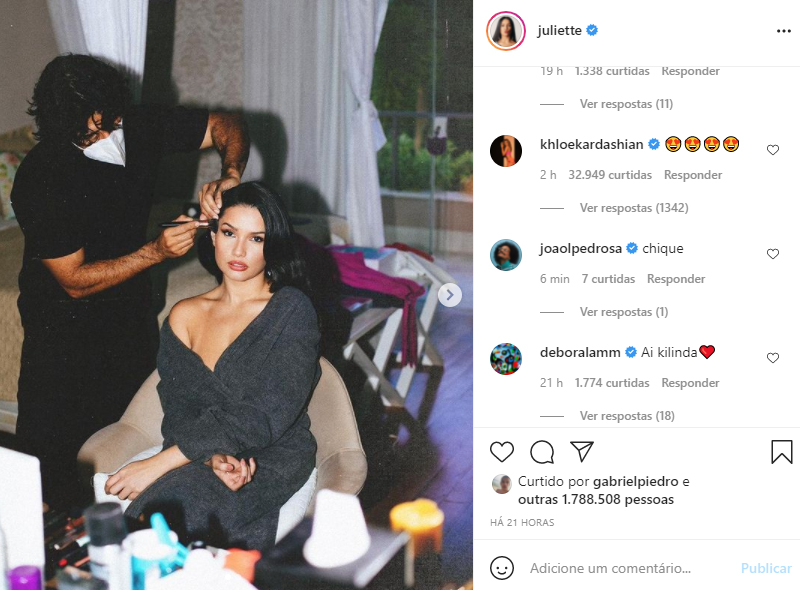 Juliette é notada por Khloe Kardashian no Instagram