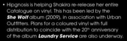 Shakira Relançamentos Vinil