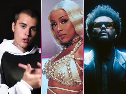 Os artistas que apareceram 3 vezes no top 20 da Hot 100 esta semana
