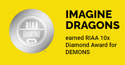 Imagine Dragons é o primeiro grupo a ter 3 músicas com diamante nos EUA