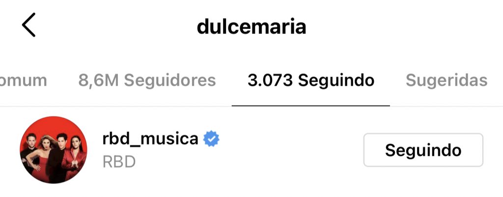 Dulce María passa a seguir RBD e fãs especulam