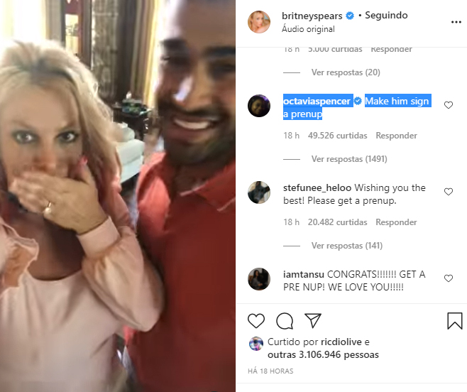Octavia Spencer sugere que Britney Spears faça acordo pré-nupcial