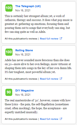 Adele 30 Review Metacritic