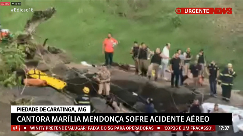 Globo News confirma duas mortes no acidente aéreo com Marília Mendonça