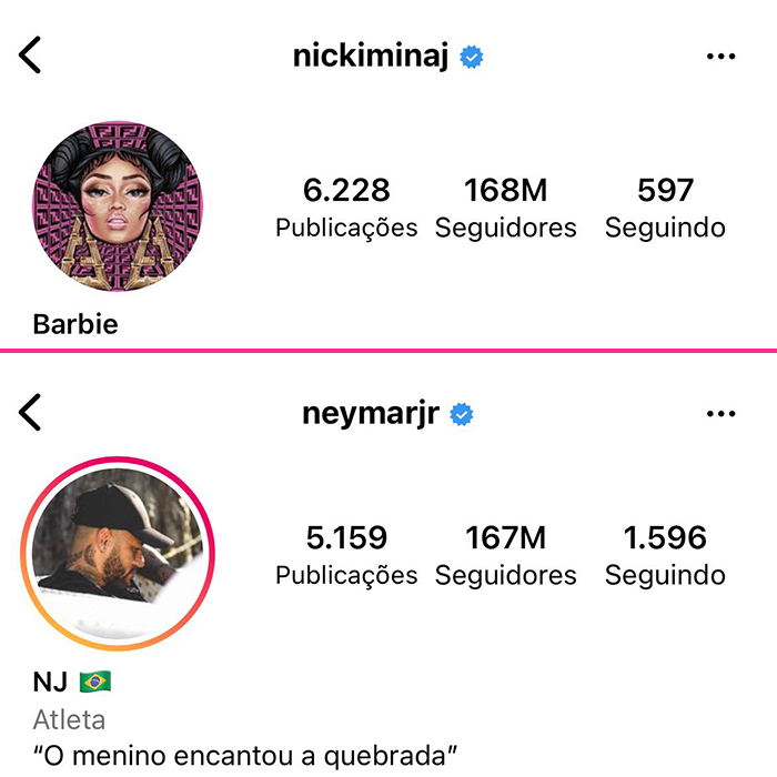 Nicki Minaj ultrapassa Neymar no ranking de famosos com mais seguidores