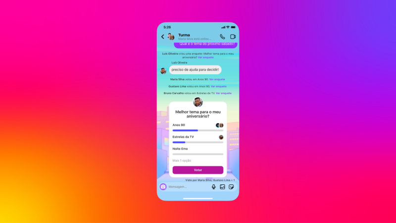 Direct do Instagram permite mudança de tema e criação de enquetes.