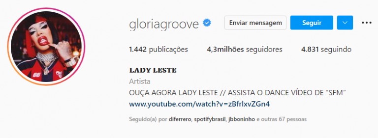 Gloria Groove Se Torna A 2ª Drag Queen Mais Seguida Do Instagram Popline 1852