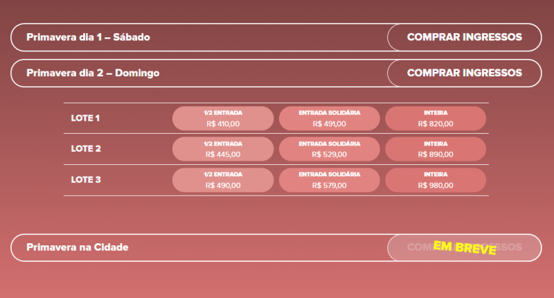 Ingressos Primavera Sound São Paulo