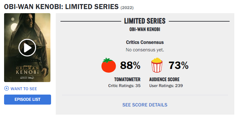 Obi-Wan Kenobi Rotten Tomatoes