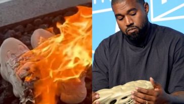 Após polêmicas, fã queima tênis de R$ 80 mil da marca de Kanye West