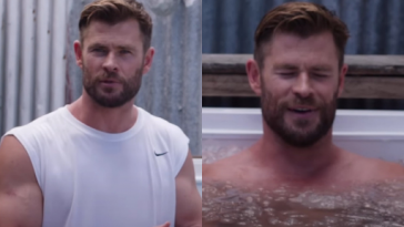 Chris Hemsworth entra em banheira de gelo e fãs reagem: "É um Deus!"