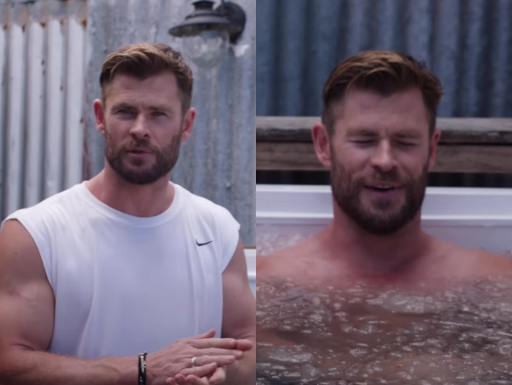 Chris Hemsworth entra em banheira de gelo e fãs reagem: "É um Deus!"