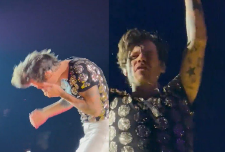 Harry Styles é atingido por bala Skittles durante show em Los Angeles