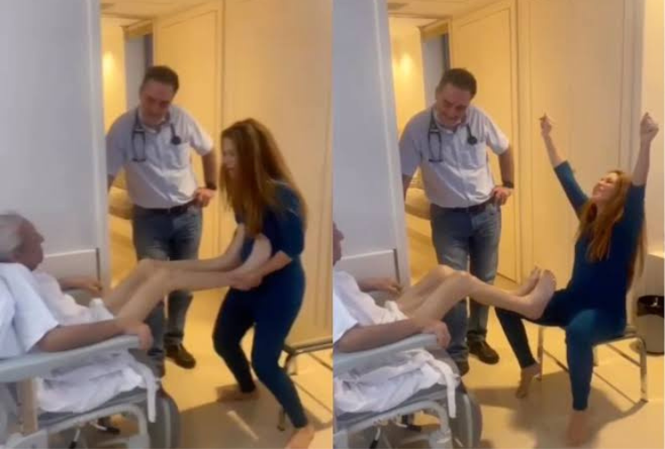 Em hospital de Barcelona, Shakira ajuda o pai a se exercitar