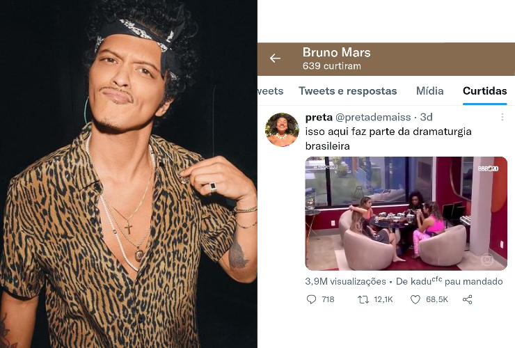 Bruno Mars curte post sobre o "Big Brother Brasil" e web reage