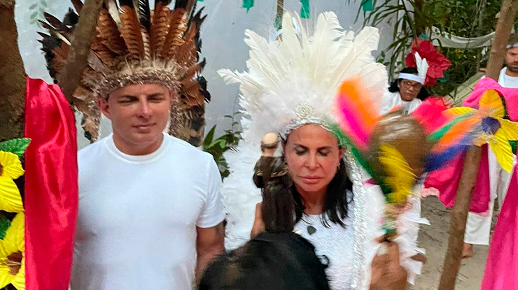 Gretchen se casa com Esdras em aldeia indígena: "Sempre sonhei"