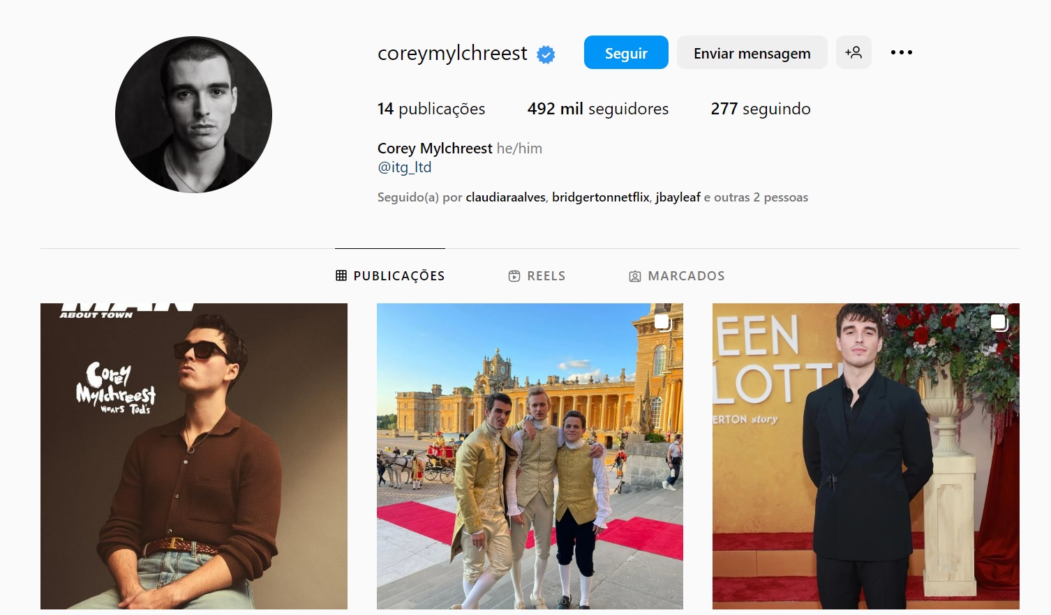 Corey Mylchreest cresce 613% no Instagram com "Rainha Charlotte"