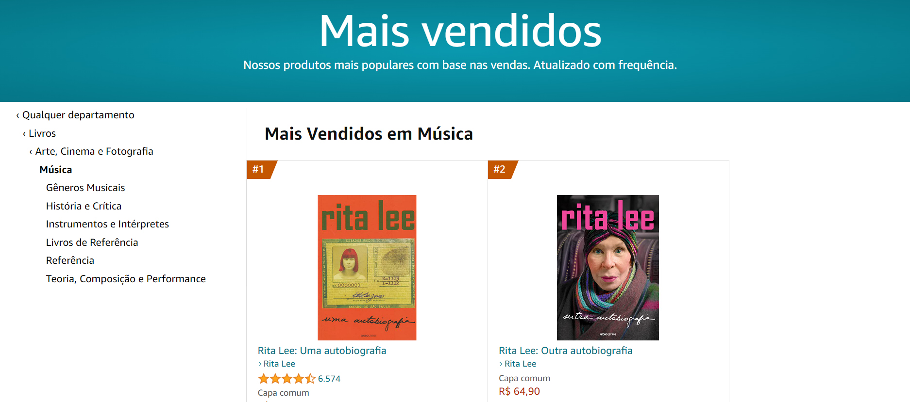 Autobiografia de Rita Lee lidera vendas na Amazon após morte da cantora