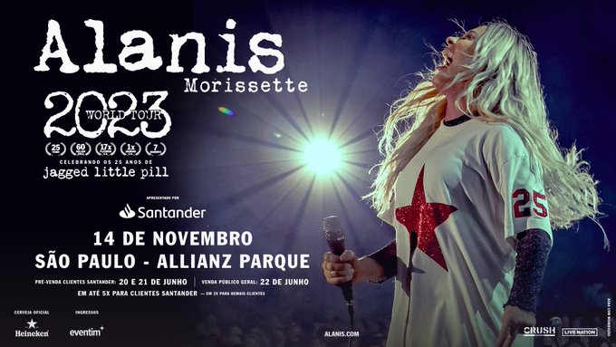 Alanis Morissette volta ao Brasil em 2023 com show único em homenagem ao Jagged Little Pill | POPline