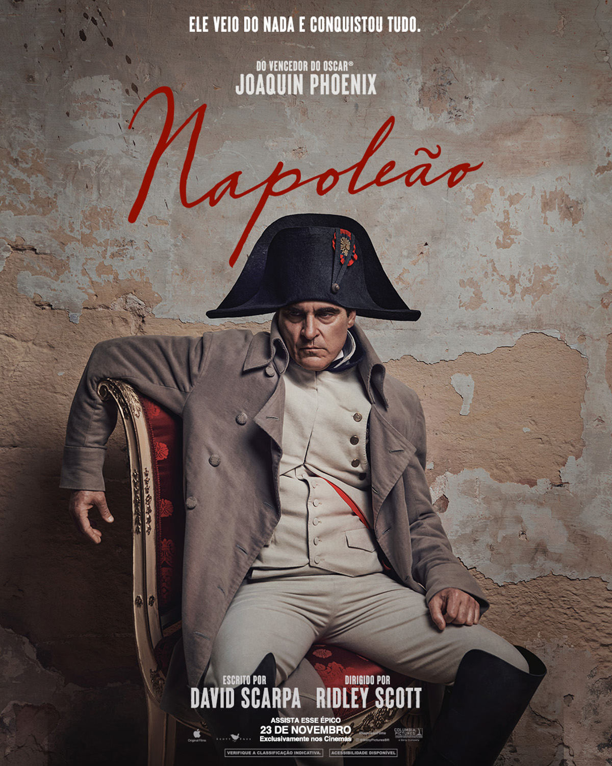 Joaquin Phoenix é Napoleão em trailer de filme de Ridley Scott