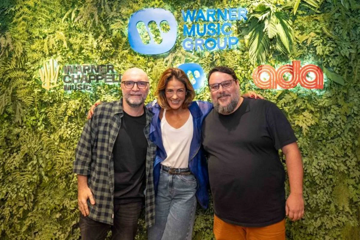 Marcel Klemm (presidente da Warner Chappell Music Brasil), Leila Oliveira (presidente da Warner Music Brasil) e João Alquéres (Diretor ADA Brasil) | Foto: Renato Croce