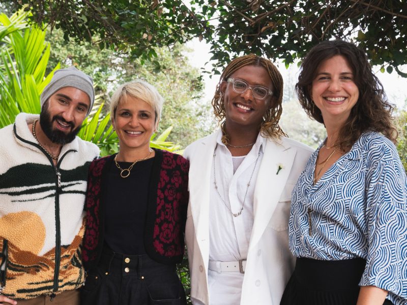 Fernando Dourado (Coordenador Comercial e Artístico da BOA Música), Priscila Melo (empresária Liniker), Liniker e Heloisa Aidar (Sócia e Diretora Executiva da BOA Música)