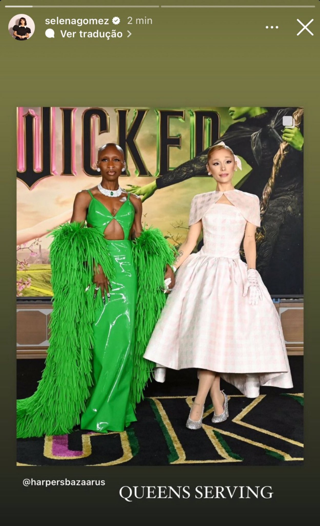 Selena Gomez apoia Ariana Grande em divulgação de "Wicked"