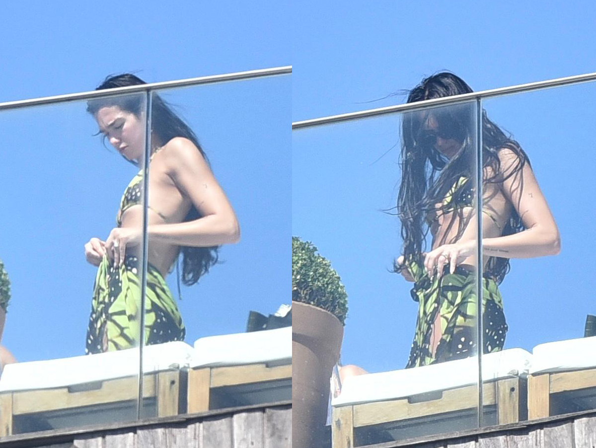 Dua Lipa no Brasil: paparazzi fazem fotos da cantora de biquíni no hotel